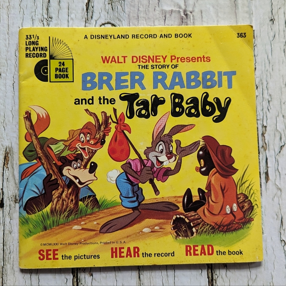 Disneyland Record & Read Along Book - Brer Rabbit and the Tar Baby Vintage 1971